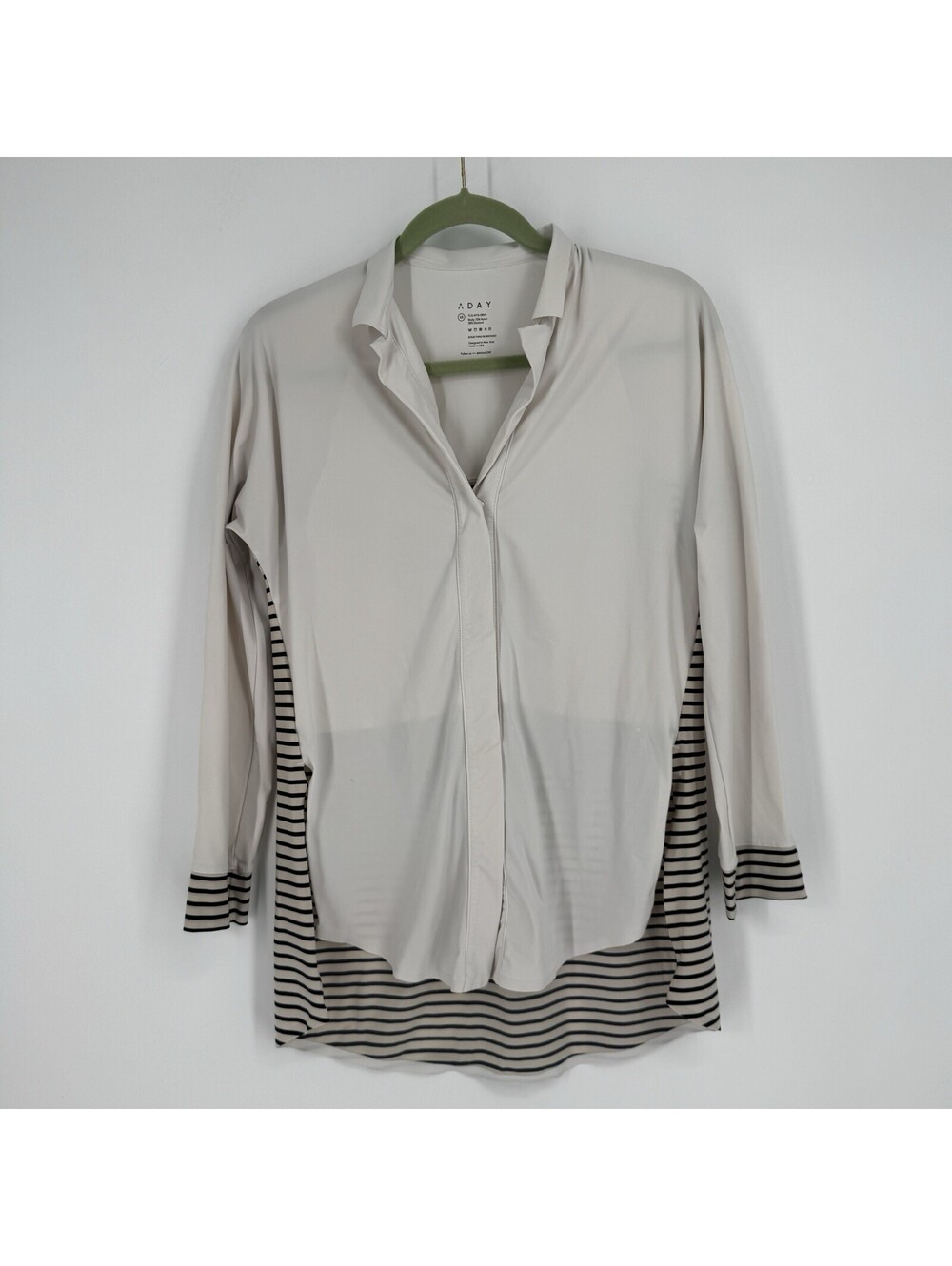 Aday top womens XS white gray striped something borrowed relaxed tunic shirt